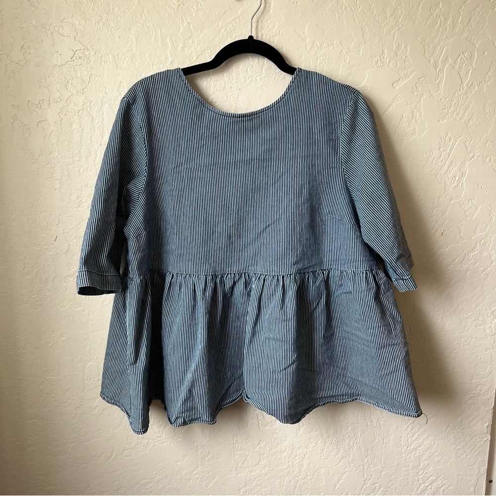 ASOS Peplum Denim Stripped Top